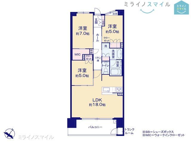 広々リビング18帖！3LDK全室5.0帖以上♪ウォークインクローゼット付き・ペット飼育可能の築浅物件です♪