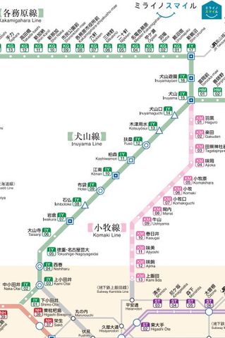 名鉄犬山線　路線図