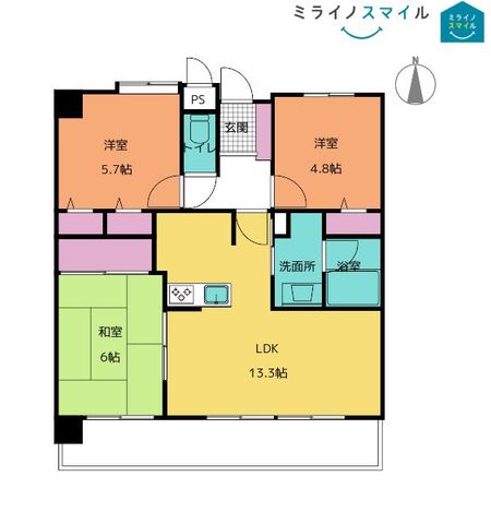 コンセール守山川宮町　2階　【南向き・公園そば・二城小学校】