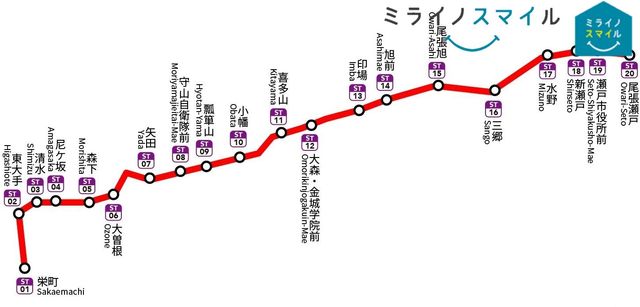 名鉄瀬戸線　路線図