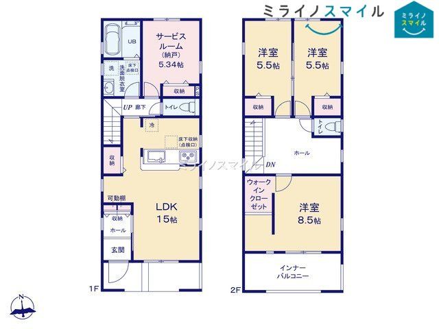 広々リビング15.0帖！3SLDK全室5.5帖以上♪ウォークインクローゼット付きです♪(3号棟)